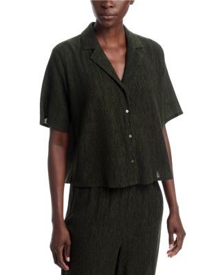Eileen Fisher Crinkled Button Front Shirt