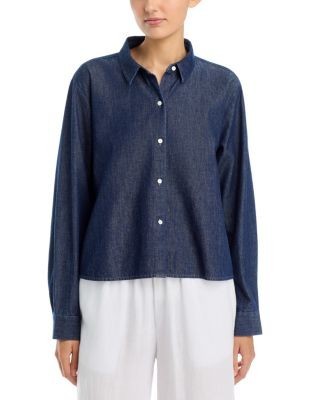 Eileen Fisher Classic Collar Short Cotton A-Line Shirt