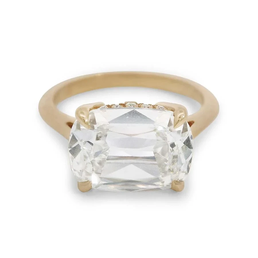 Bea East/West Hidden Halo Ring - Yellow Gold & Lab White Diamond (4.05ct)