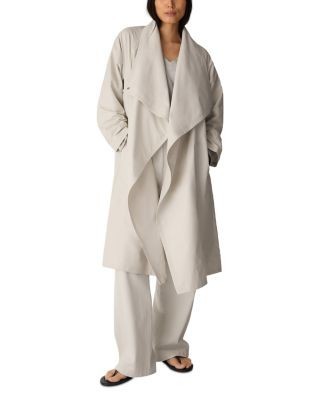 Eileen Fisher Draped High Collar Mid Length Coat
