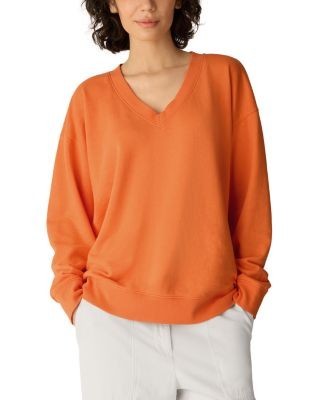 Eileen Fisher Long Sleeve V Neck Cotton Sweatshirt