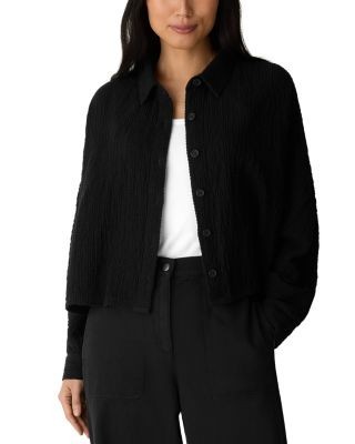 Eileen Fisher Cropped Classic Collar Dolman Sleeve Jacket