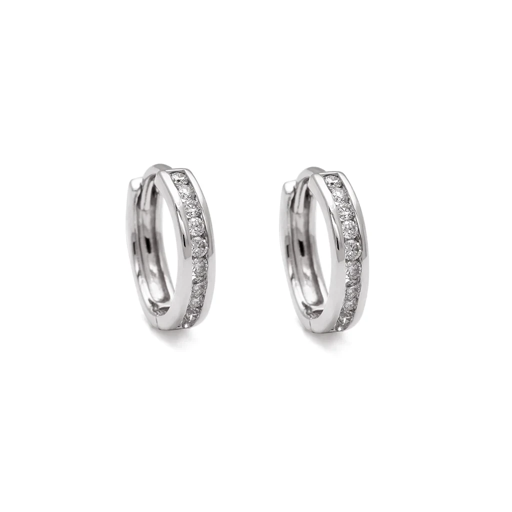 Licol Hoops (PAIR) - Sterling Silver & Grey Diamonds