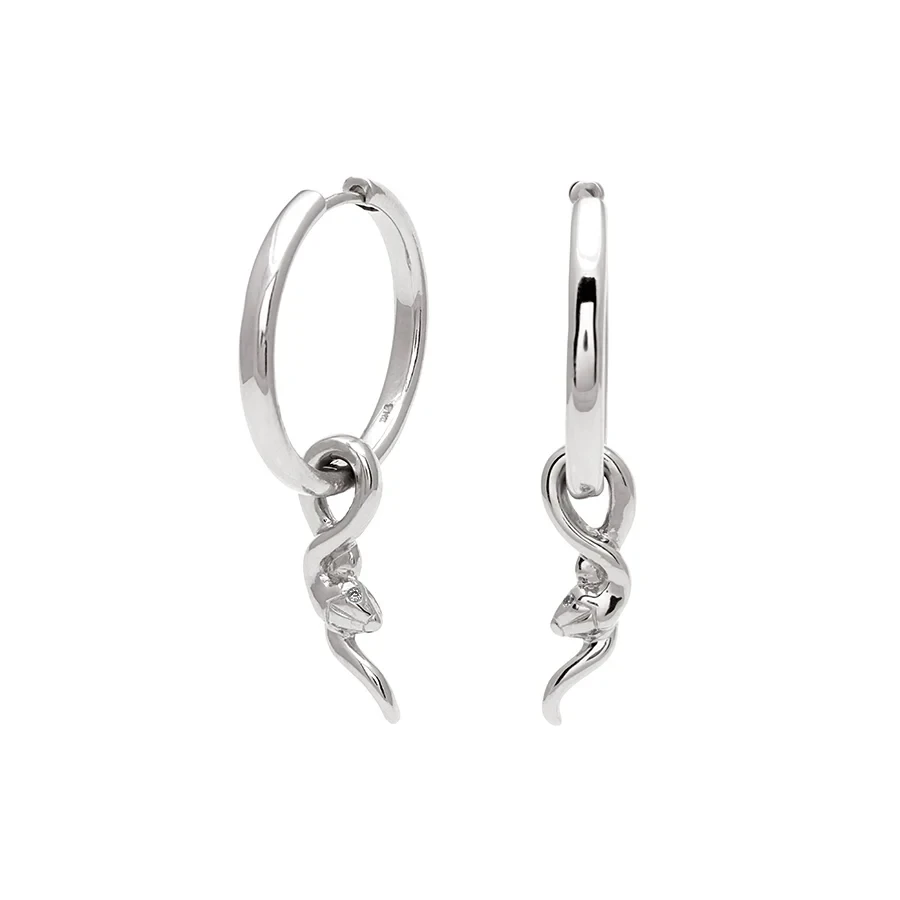 Coiled Serpent Hoop Earring - Sterling Silver