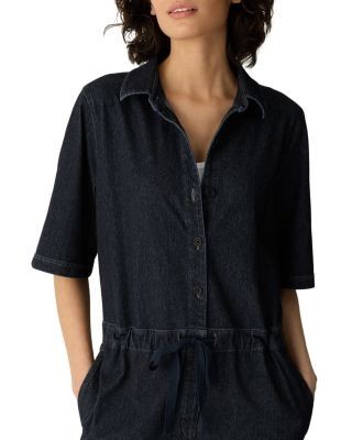 Eileen Fisher Cotton Stretch Classic Collar Jumpsuit