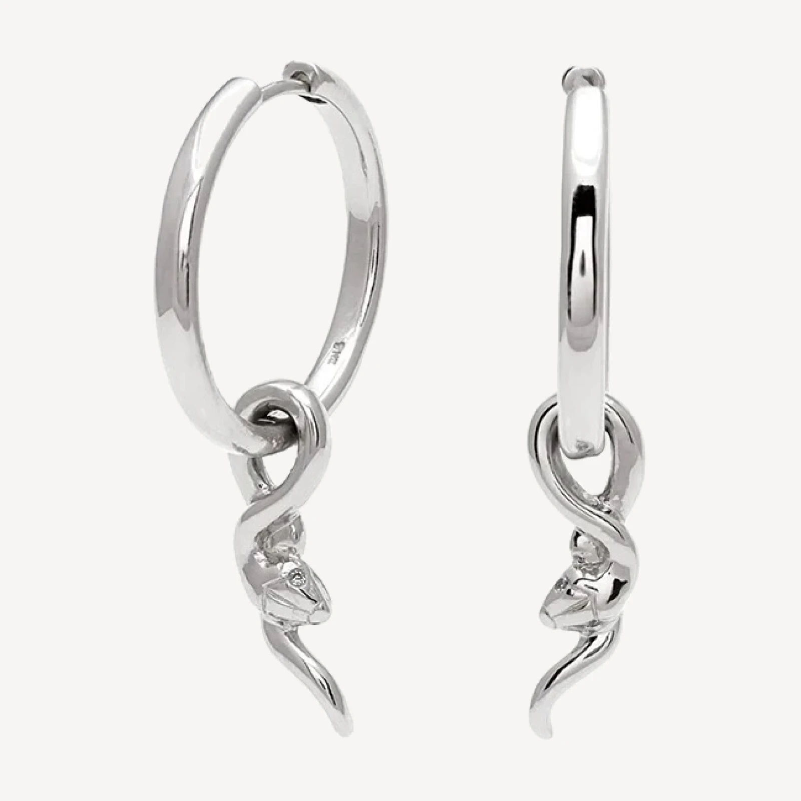 Coiled Serpent Hoop Earring - Sterling Silver