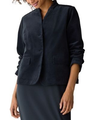Eileen Fisher Cotton Stretch Corduroy High Collar Jacket