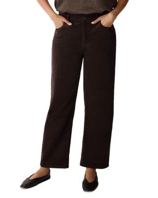 Eileen Fisher High Rise Straight Corduroy Ankle Jeans in Coffee