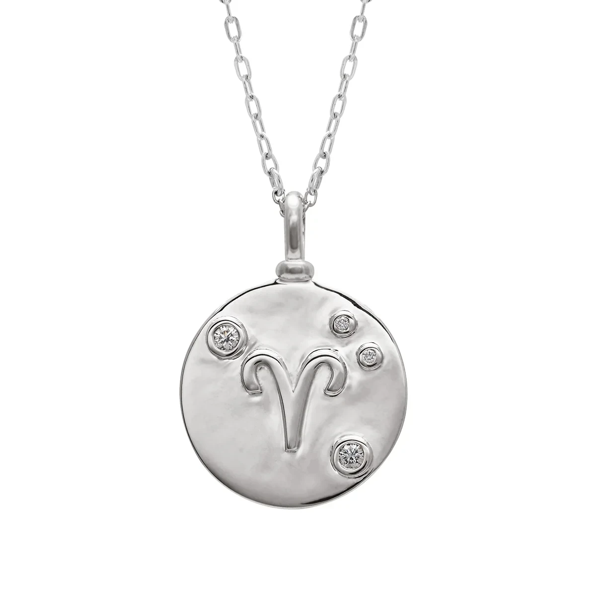Constellation Zodiac Charm Necklace - Sterling Silver & Grey Diamonds