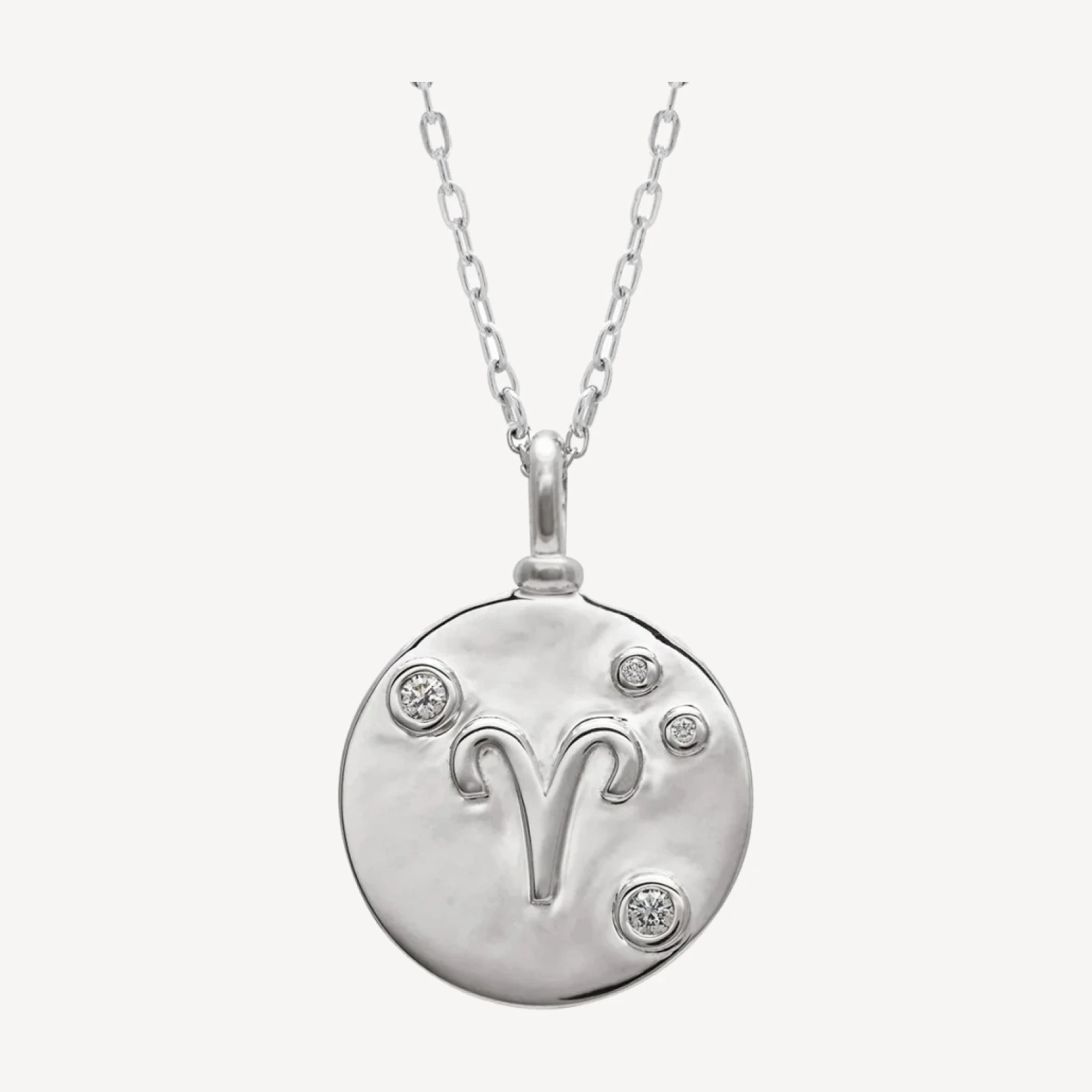 Constellation Zodiac Charm Necklace - Sterling Silver & Grey Diamonds