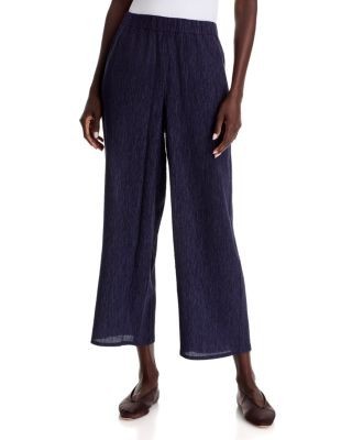 Eileen Fisher Plisse Wide Leg Ankle Pants