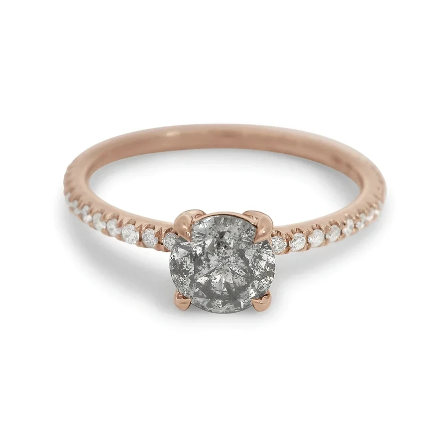 Eleonore Delicate Pave Ring - Rose Gold & Grey Diamond (0.65ct)
