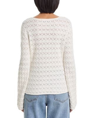French Connection Mozart Heartleaf Crochet Knit Long Sleeve Flare Top