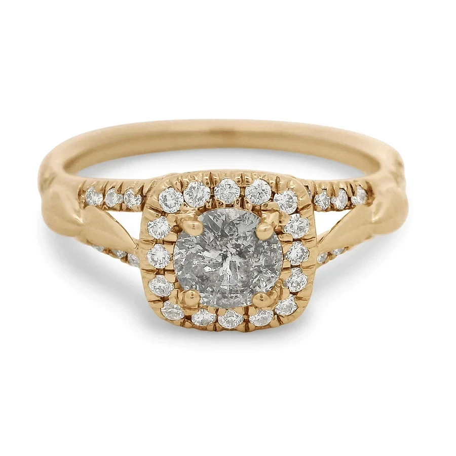 Sheaves Bauble Ring - 14k Yellow Gold & Grey Diamond