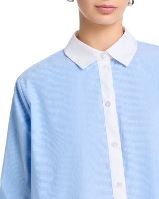 French Connection Poplin Ticking Contrast Shirt