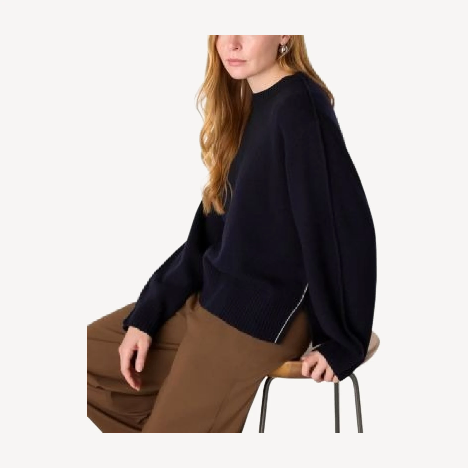 Whistles Side Stripe Detail Wool Knit Sweater