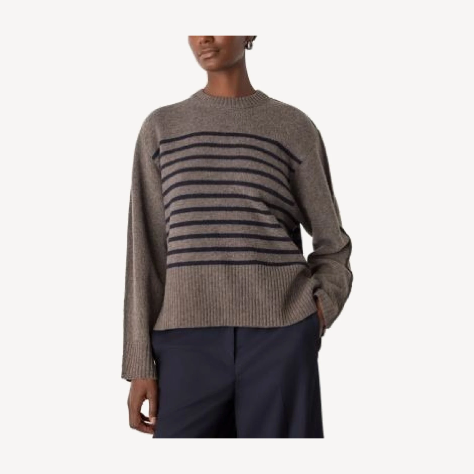 Whistles Wool Stripe Crewneck Sweater