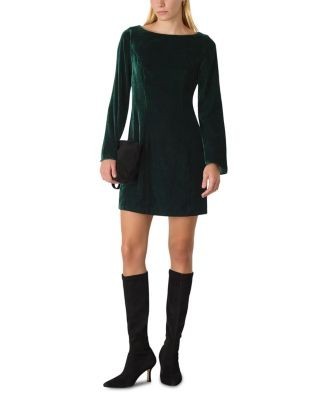 Whistles Velvet Flare Sleeve Dress