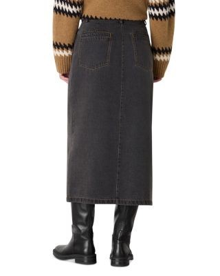 Whistles Denim Button Wrap Midi Skirt