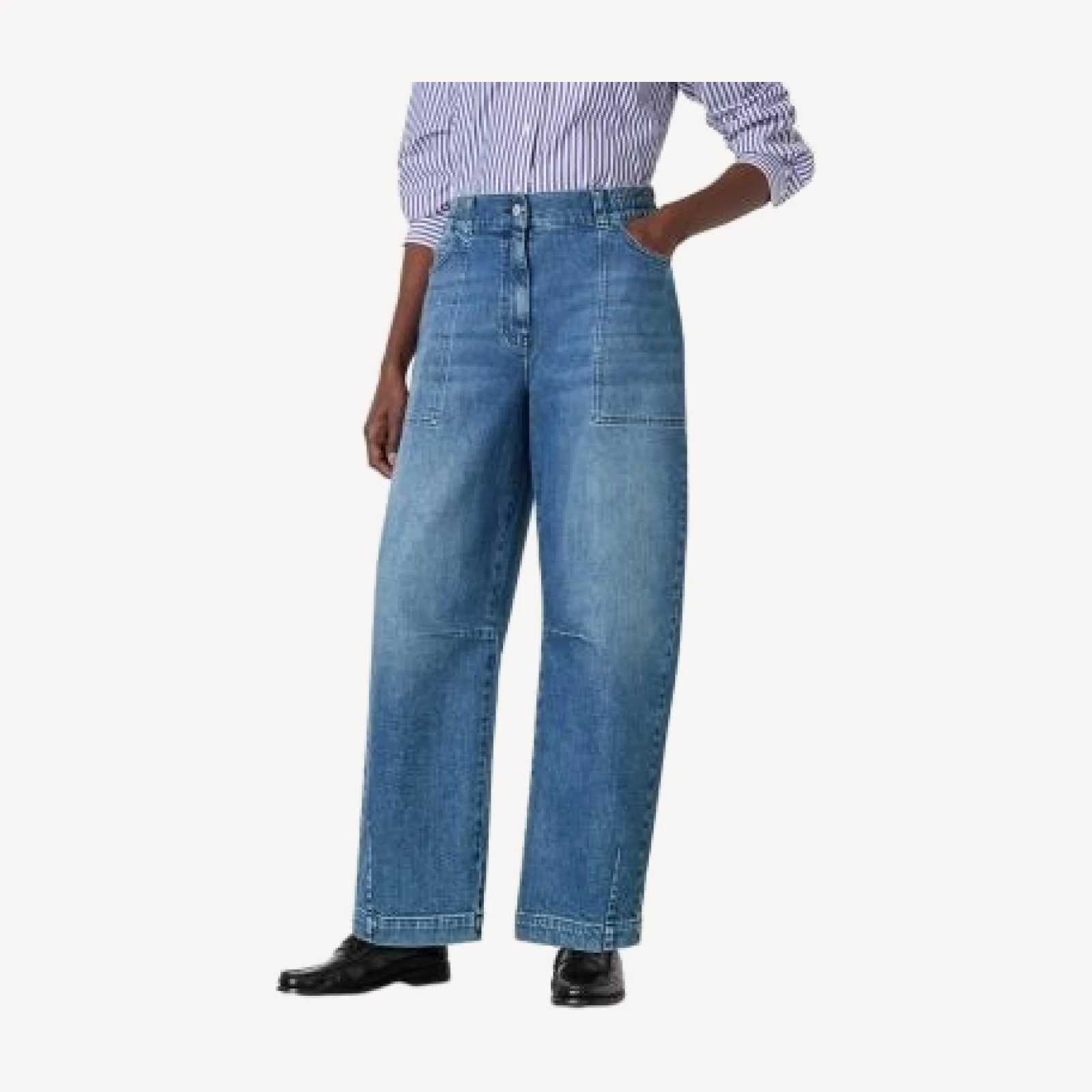Whistles Elasticated Waist Barrel Jeans in Denim