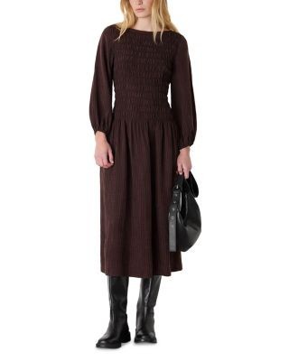 Whistles Checked Shirred Dress
