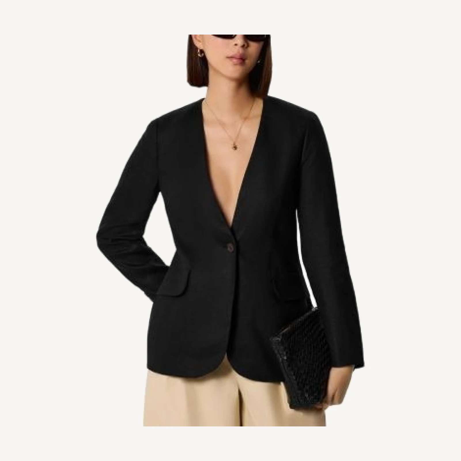 Whistles Linen Collarless Blazer