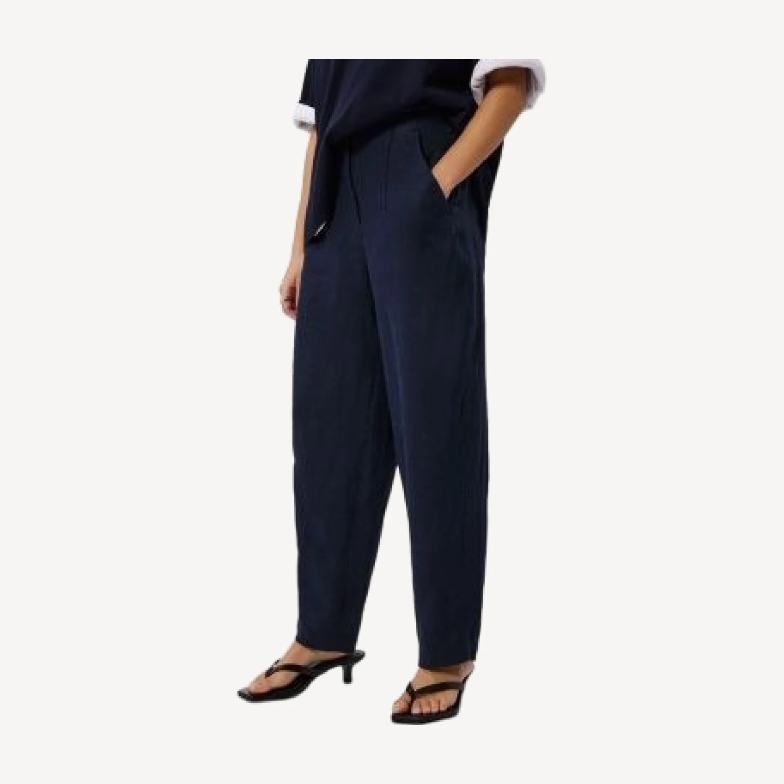 Whistles Petites Linen Barrel Leg Trousers