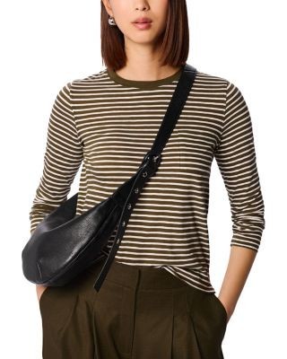 Whistles Striped Crewneck Pocket Top