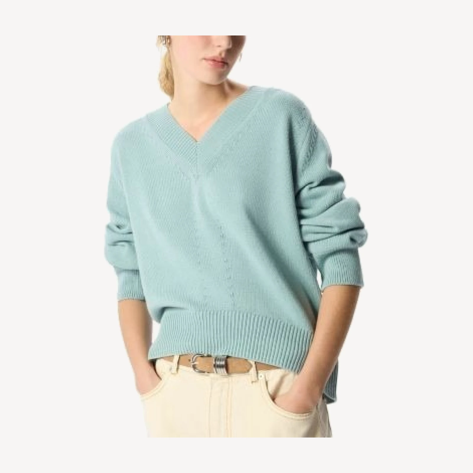 Whistles Cotton V Neck Sweater