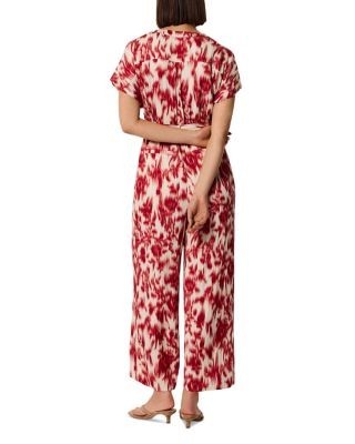 Whistles Blurred Floral Belted Jumpsuit