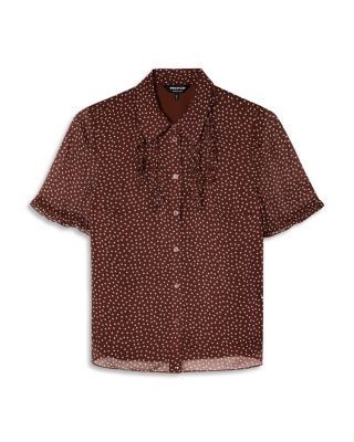 Whistles Polka Dot Sheer Sleeve Shirt