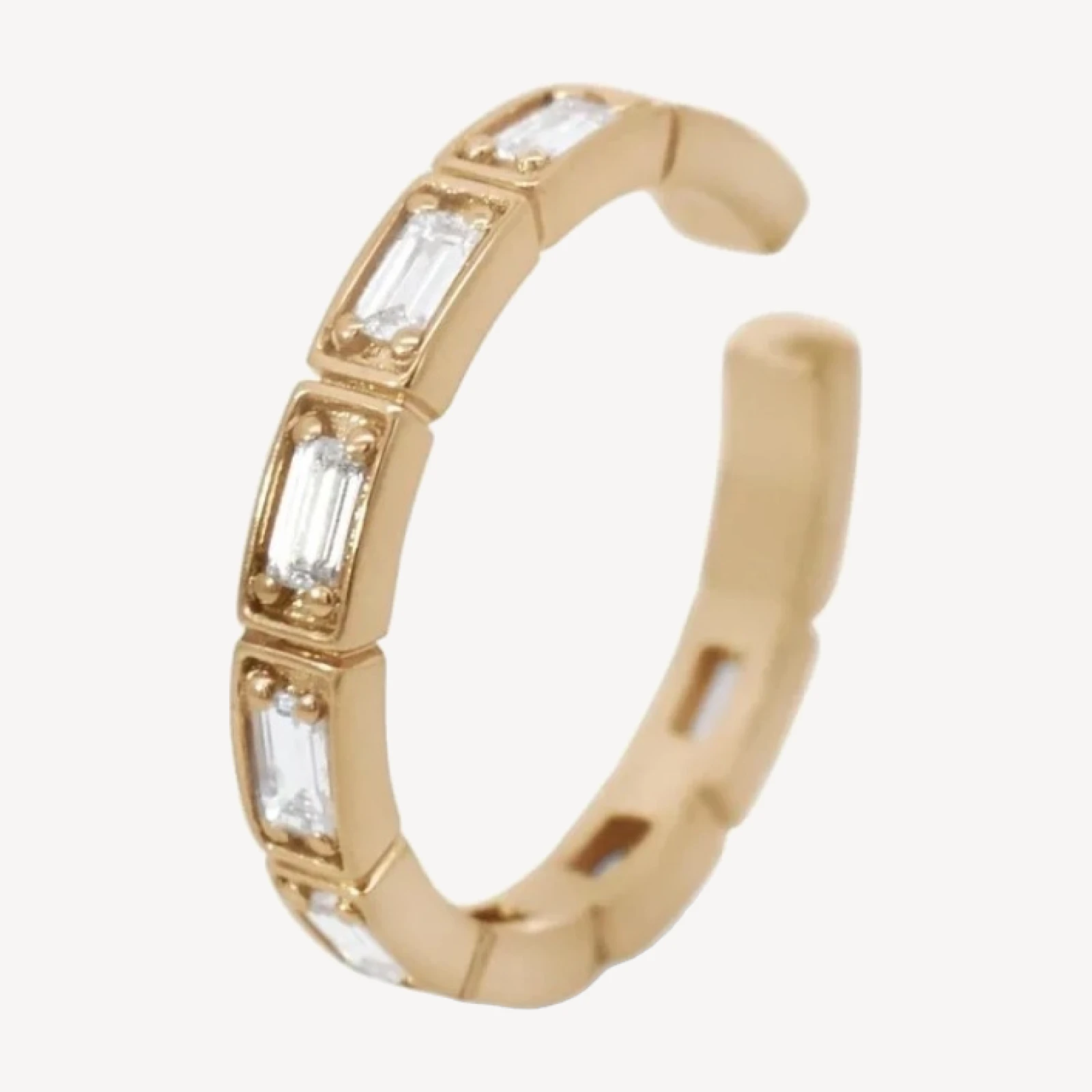 Wheat Baguette 3/4 Eternity Ear Cuff (SINGLE) - Yellow Gold & White Diamonds