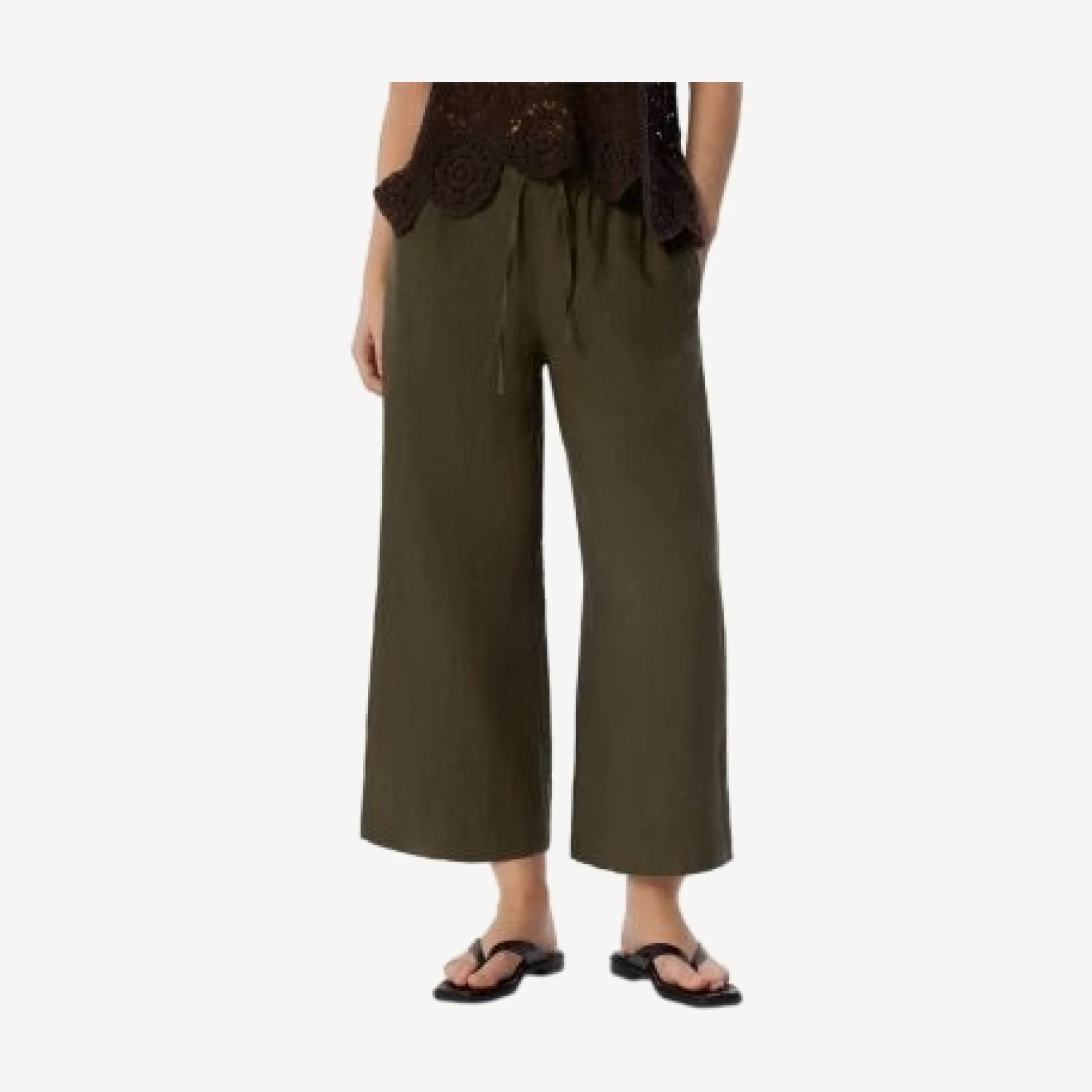 Whistles Elasticated Linen Crop Trousers