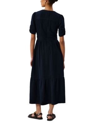 Whistles V Neck Textured Midi Dress