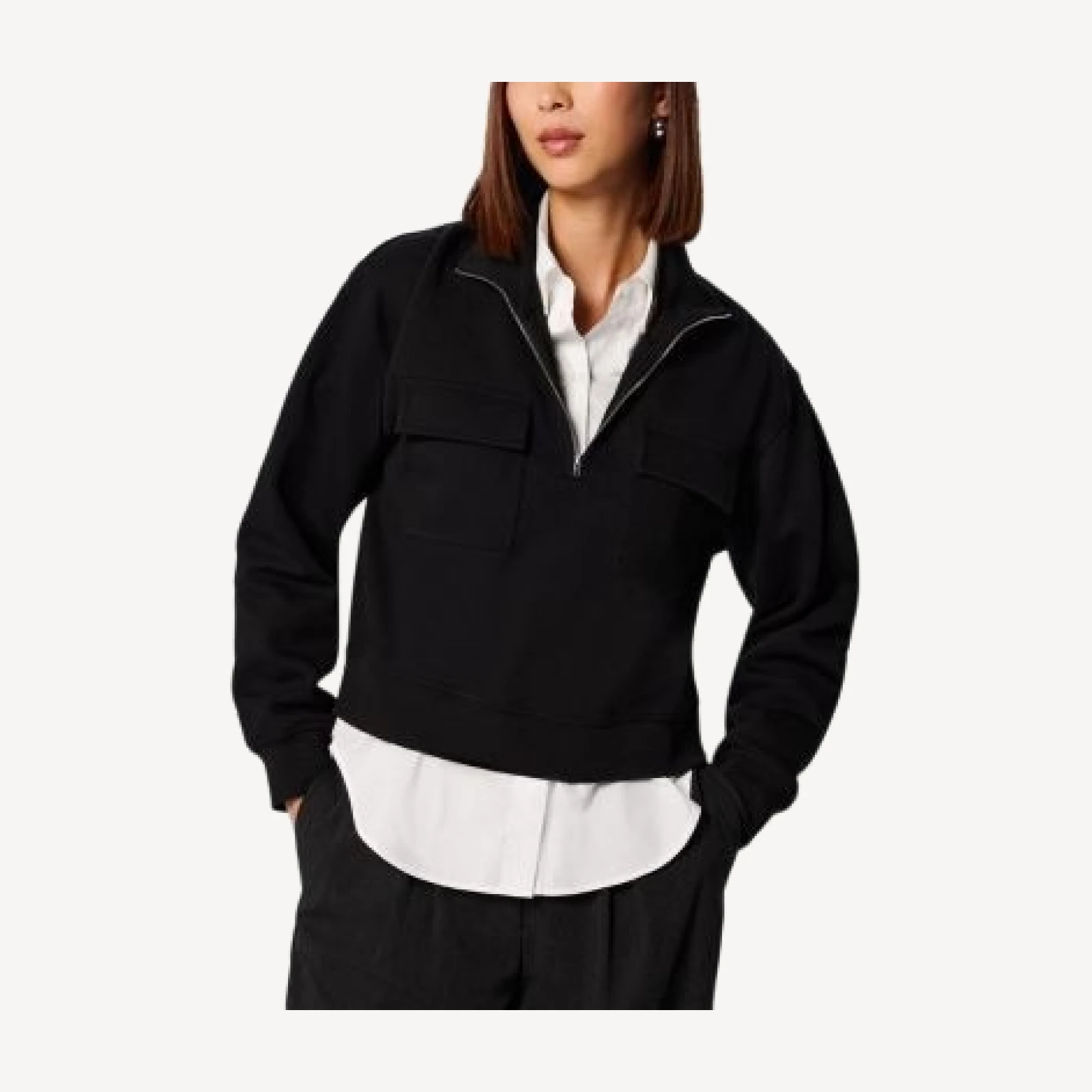 Whistles Funnel Quarter Zip Sweater