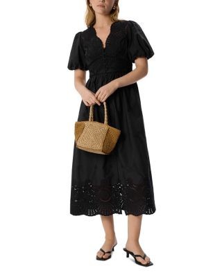 Whistles Cotton Broderie V Neck Dress