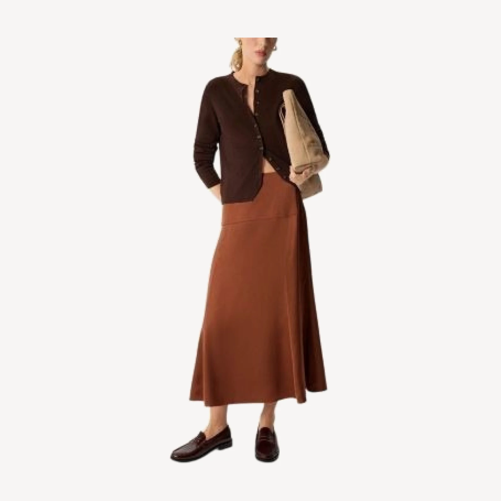 Whistles Panel Waist Satin Midi Skirt