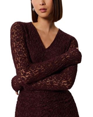 Whistles Ruched Bodice Lace Dress