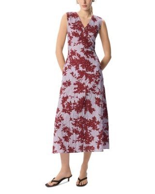 Whistles Floral V Neck Textured Dress