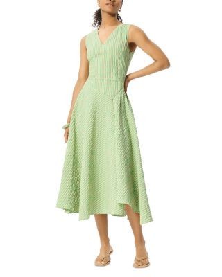 Whistles Check V Neck Asymmetric Dress