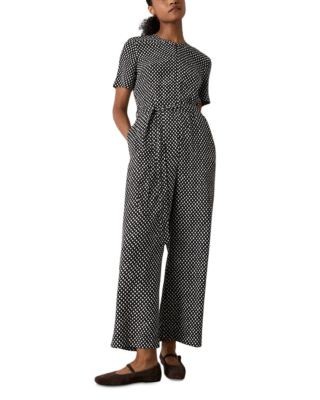 Whistles Check Short Sleeve Jumpsuit