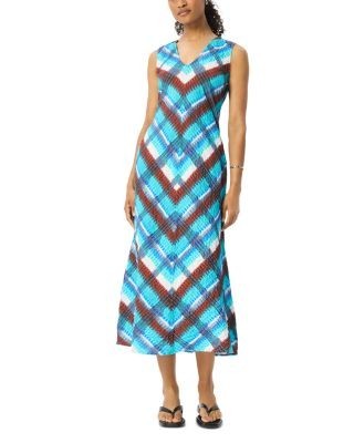 Whistles Petite Checked V Neck Textured Dress