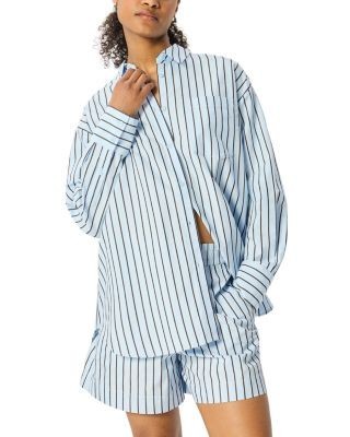 Whistles Cotton Blend Poplin Stripe Shirt