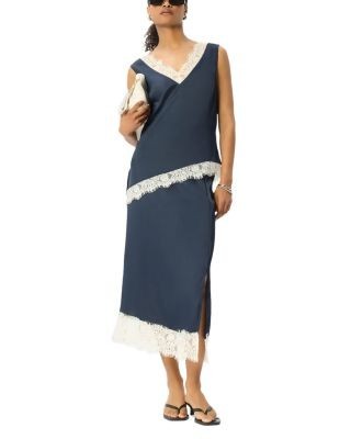 Whistles Lace Trim Satin Top