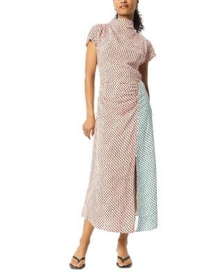 Whistles Graphic Check Cowl Neck Dress