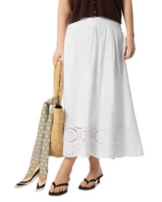 Whistles Broderie Cotton Midi Skirt