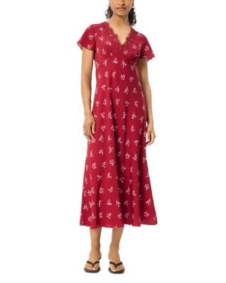 Whistles Petites Lace Trim Midi Dress