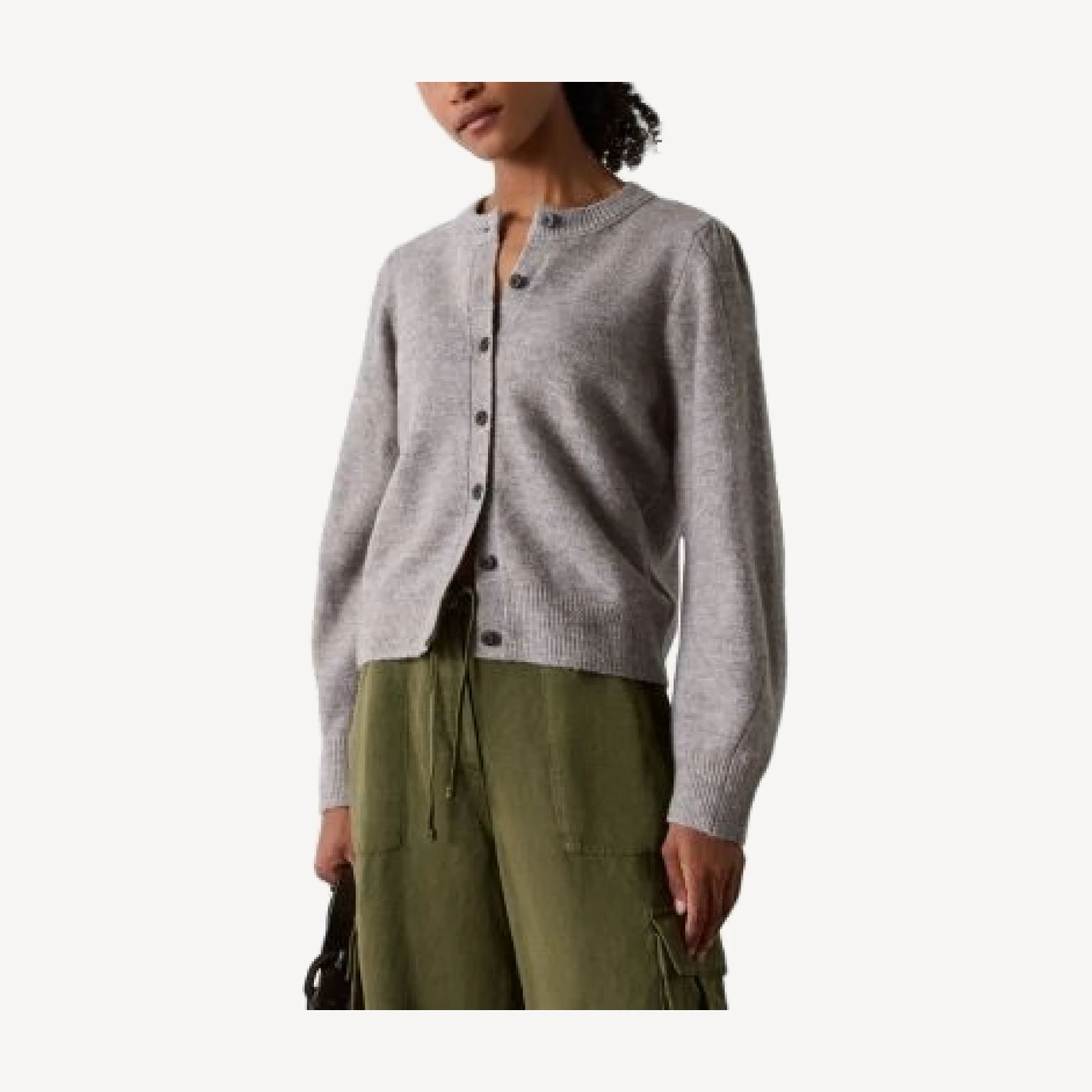 Whistles Lantern Sleeve Crewneck Cardigan