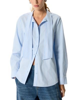 Whistles Cotton Scarf Tie Blouse