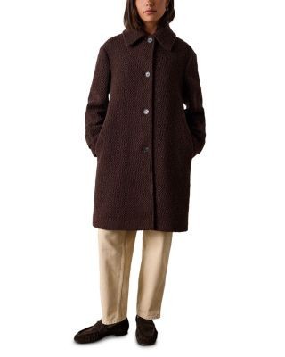 Whistles Wool Blend Boucle Car Coat